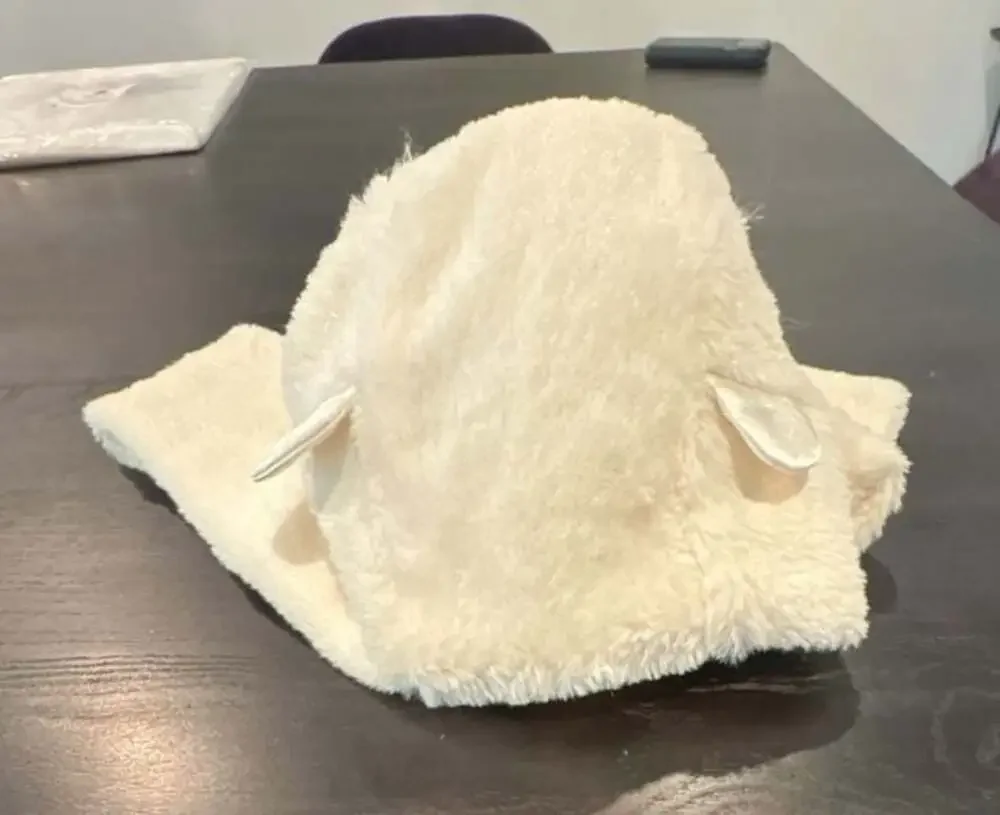 Billieblush Cream Faux Fur Hooded Scarf with Ears